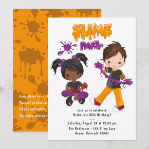 Cute Slime Party Birthday Invitation