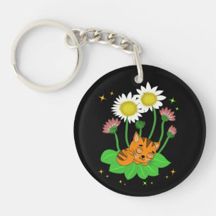 Cute slipping cat key ring