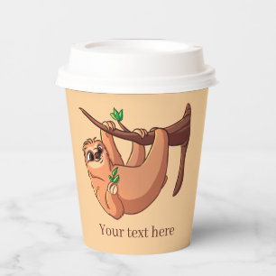 cute sloth add text party paper cups