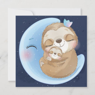 Cute Sloth And Baby Holiday Card