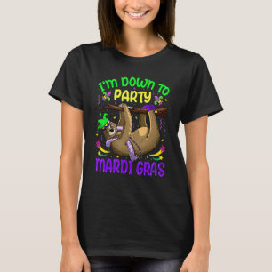 Cute Sloth Animals  Mardi Gras Down To Party Carni T-Shirt