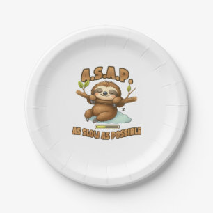 Cute Sloth ASAP � As Slow As Possible Classic T-Sh Paper Plate