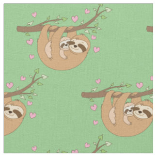 Cute Sloth Baby Nursery Decor Fabric