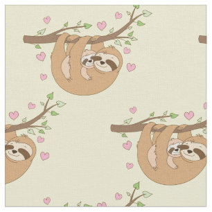 Cute Sloth Baby Nursery Decor Yellow Fabric