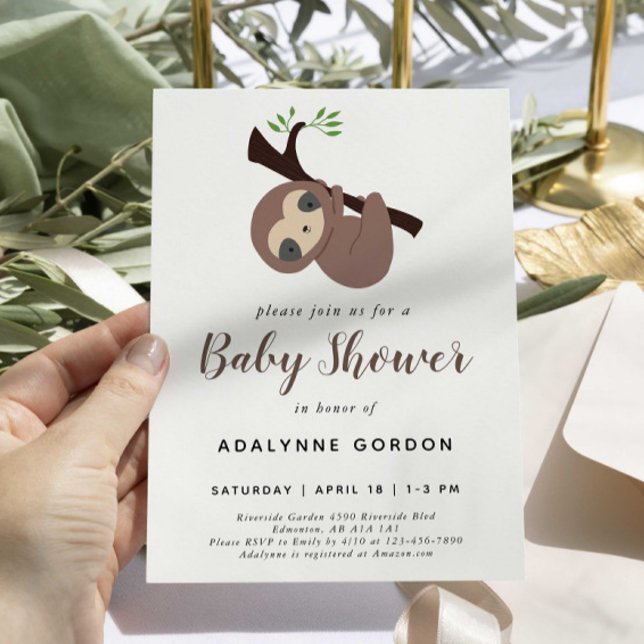 Cute Sloth Baby Shower Boy Adorable Animal Invitation (Creator Uploaded)