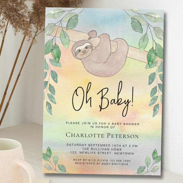 Cute Sloth Baby Shower Invitation (Creator Uploaded)