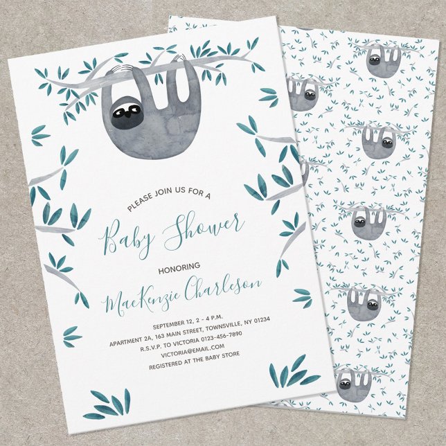 Cute Sloth Baby Shower Invitation (Creator Uploaded)