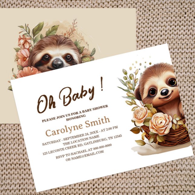 Cute Sloth Baby Shower Invitation (Creator Uploaded)