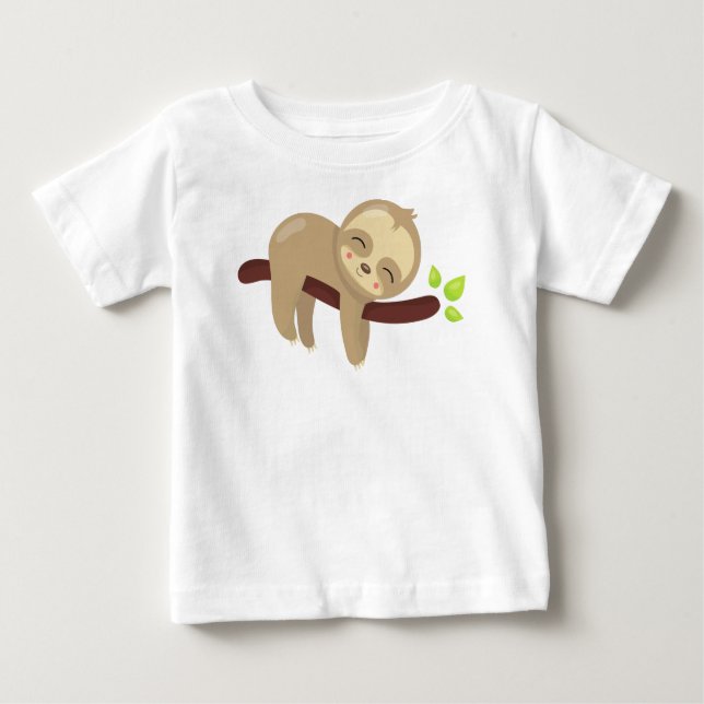 Cute Sloth, Baby Sloth, Lazy Sloth, Sleeping Sloth T-Shirt (Front)