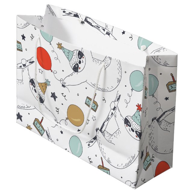 Cute Sloth Birthday Gift Bag (Front Angled)