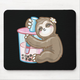 Cute Sloth Boba Bubble Milk Tea Kawaii Girl Food Mouse Pad