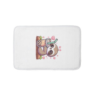 Cute Sloth Boba Bubble Milk Tea Kawaii Women Girls Bath Mat