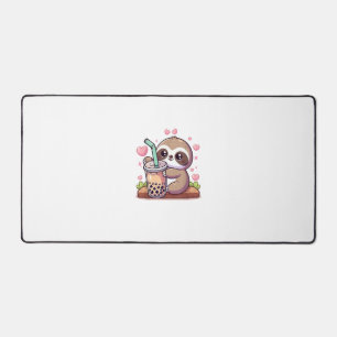 Cute Sloth Boba Bubble Milk Tea Kawaii Women Girls Desk Mat