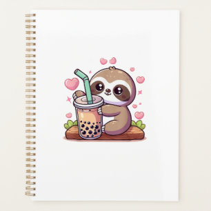 Cute Sloth Boba Bubble Milk Tea Kawaii Women Girls Planner