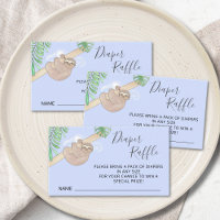 Cute Sloth Boy's Baby Shower Diaper Raffle