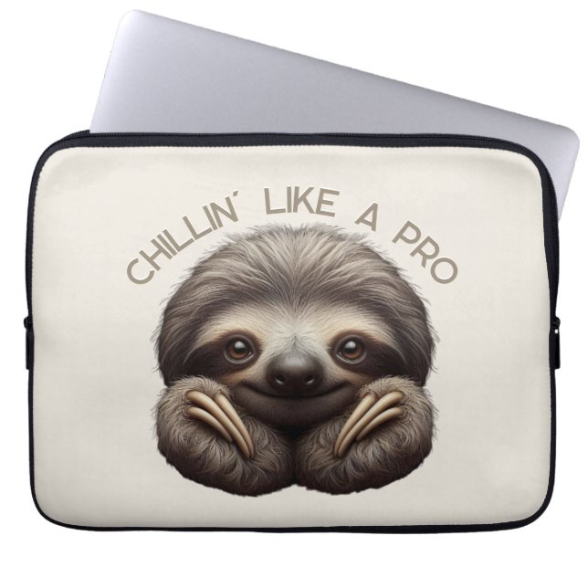 Cute Sloth Chillin Like a Pro Laptop Sleeve (Front)