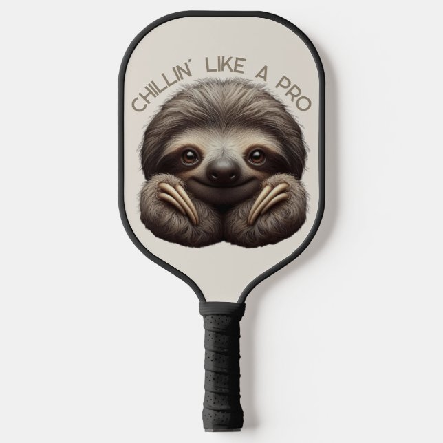 Cute Sloth Chillin Like a Pro Pickleball Paddle (Front)
