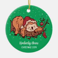 Cute Sloth Christmas Animal Snowy Winter Holiday