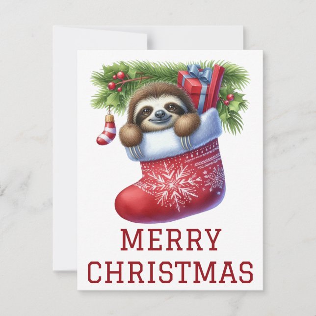 Cute Sloth Christmas Card (Front)