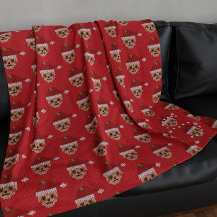 Cute Sloth Christmas Holiday Red Fleece Blanket