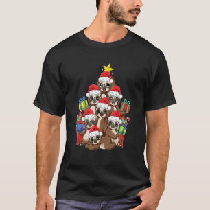 Cute Sloth Christmas Tree Lights Santa Hat Xmas Co T-Shirt