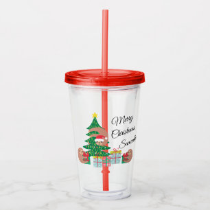 Cute Sloth Christmas Tree Personalised Acrylic Tumbler