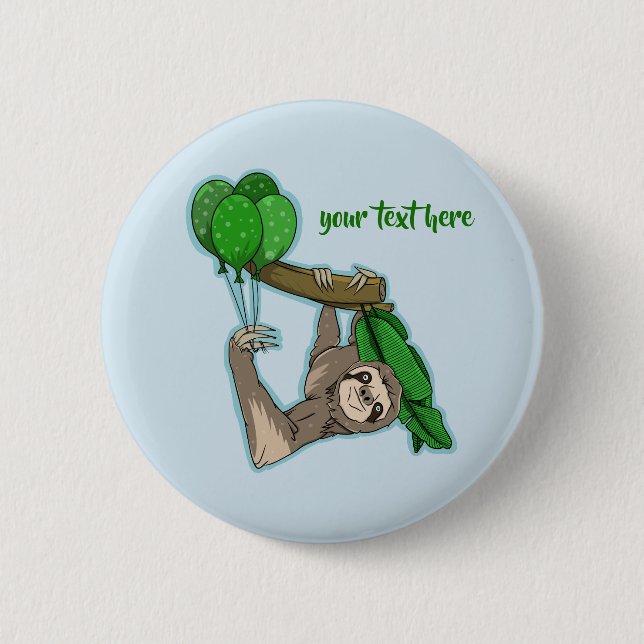 Cute sloth climbing in a tree 6 cm round badge (Front)
