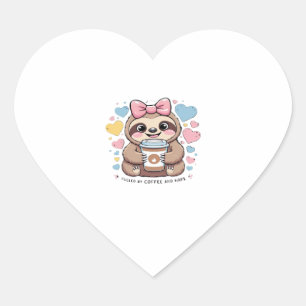 Cute Sloth Coffee Lover Shirt � Funny Fuelled by C Heart Sticker