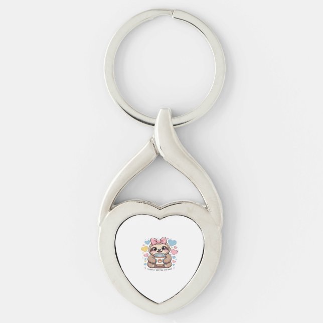 Cute Sloth Coffee Lover Shirt � Funny Fuelled by C Key Ring (Front)