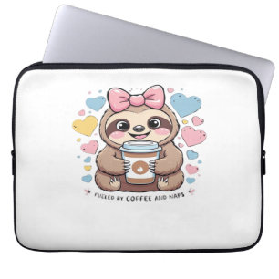 Cute Sloth Coffee Lover Shirt – Funny Fuelled by C Laptop Sleeve