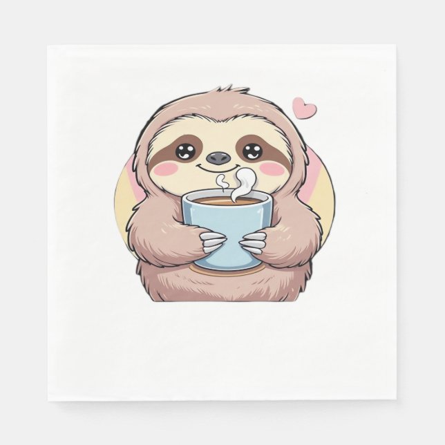 Cute Sloth Coffee Lover Shirt – Funny Fuelled by C Napkin (Front)