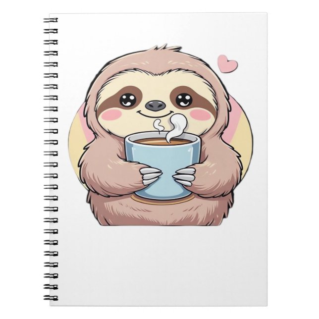 Cute Sloth Coffee Lover Shirt � Funny Fuelled by C Notebook (Front)