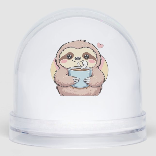 Cute Sloth Coffee Lover Shirt � Funny Fuelled by C Snowglobe (Front)