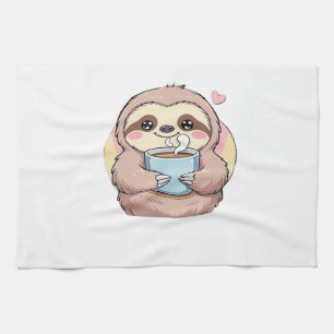 Cute Sloth Coffee Lover Shirt � Funny Fuelled by C Tea Towel