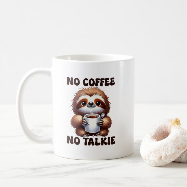 Cute sloth coffee talk word art  mug (With Donut)