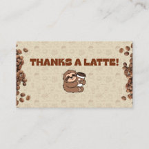 Cute Sloth Coffee Thank You Card 