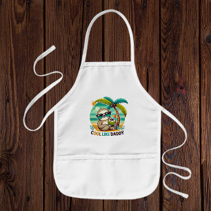 Cute Sloth Cool Like Daddy under Palm Tree Kids Apron