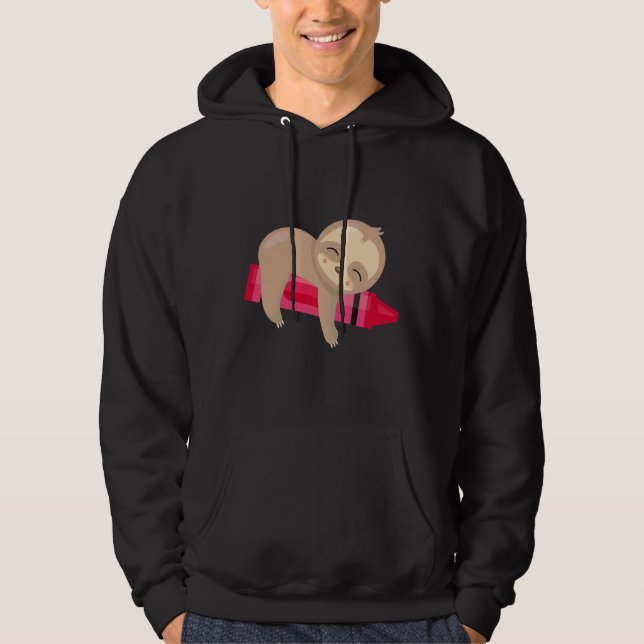 Cute Sloth Crayon Hoodie (Front)