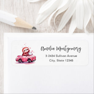 Cute Sloth Driving a Pink Convertible - Address