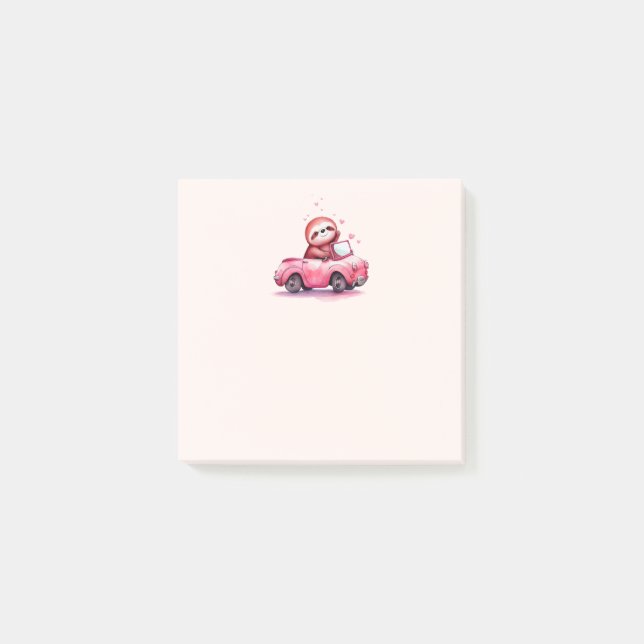Cute Sloth Driving a Pink Convertible Post-it Notes (Front)