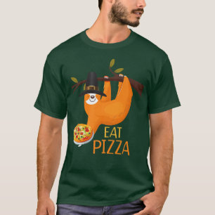 Cute Sloth Eat Pizza Adult Vegan Kids Funny Thanks T-Shirt