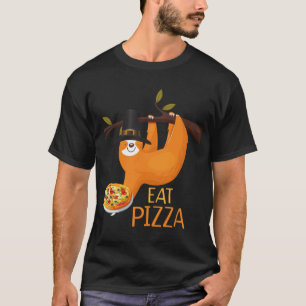 Cute Sloth Eat Pizza Adult Vegan Kids Funny Thanks T-Shirt