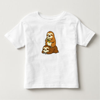Cute Sloth Eating Banana on Lazy Sloth Funny Carto Toddler T-Shirt