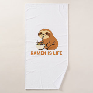 Cute Sloth Eating Ramen � Funny Noodle Lover Desig Bath Towel