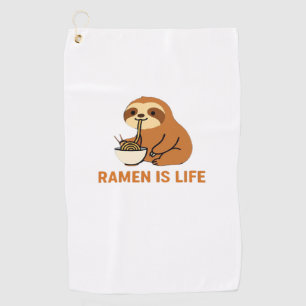 Cute Sloth Eating Ramen � Funny Noodle Lover Desig Golf Towel