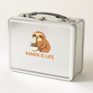 Cute Sloth Eating Ramen � Funny Noodle Lover Desig Metal Lunch Box