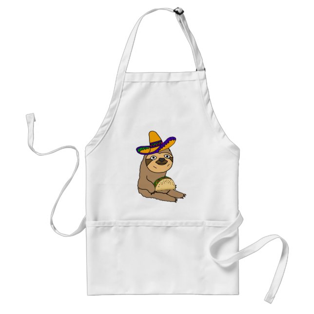 Cute Sloth Eating Taco Original Art Standard Apron (Front)