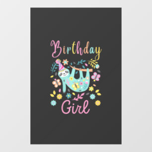 Cute Sloth Floral Girls Birthday Party T-Shirt