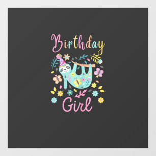 Cute Sloth Floral Girls Birthday Party T-Shirt