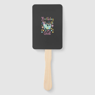 Cute Sloth Floral Girls Birthday Party T-Shirt Hand Fan
